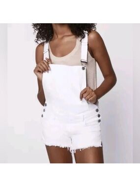 Rebecca Minkoff White Denim Short Overalls